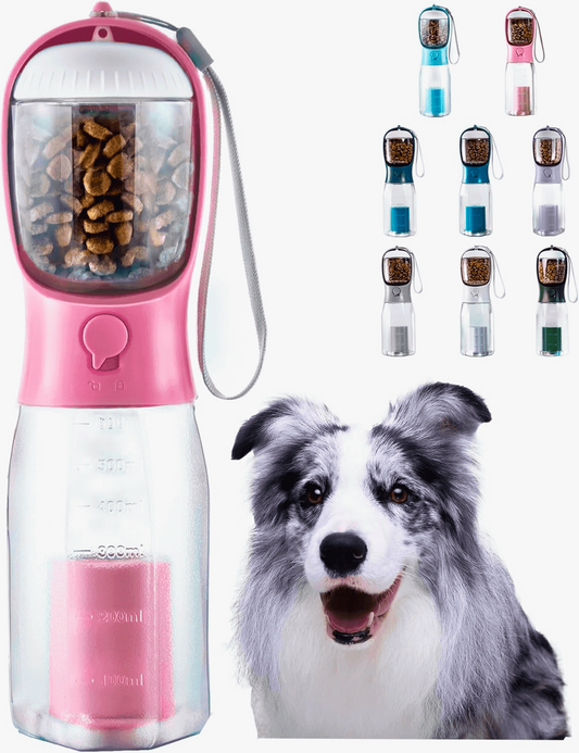 Portable 3-In-1 Dog Water Bottle with Food Container & Waste Bag Holder - FREE Shipping