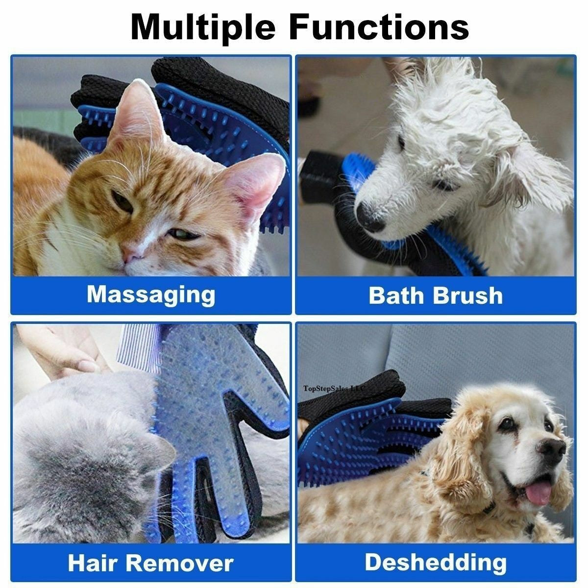 Pet Hair Remover Glove Brush Dog Cat Grooming Massage Soft Bath Shedding Glove