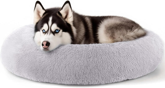 Luxury Calming Donut Dog & Cat Bed – Plush, Anti-Anxiety, Washable, Non-Slip - FAST & FREE US Shipping!