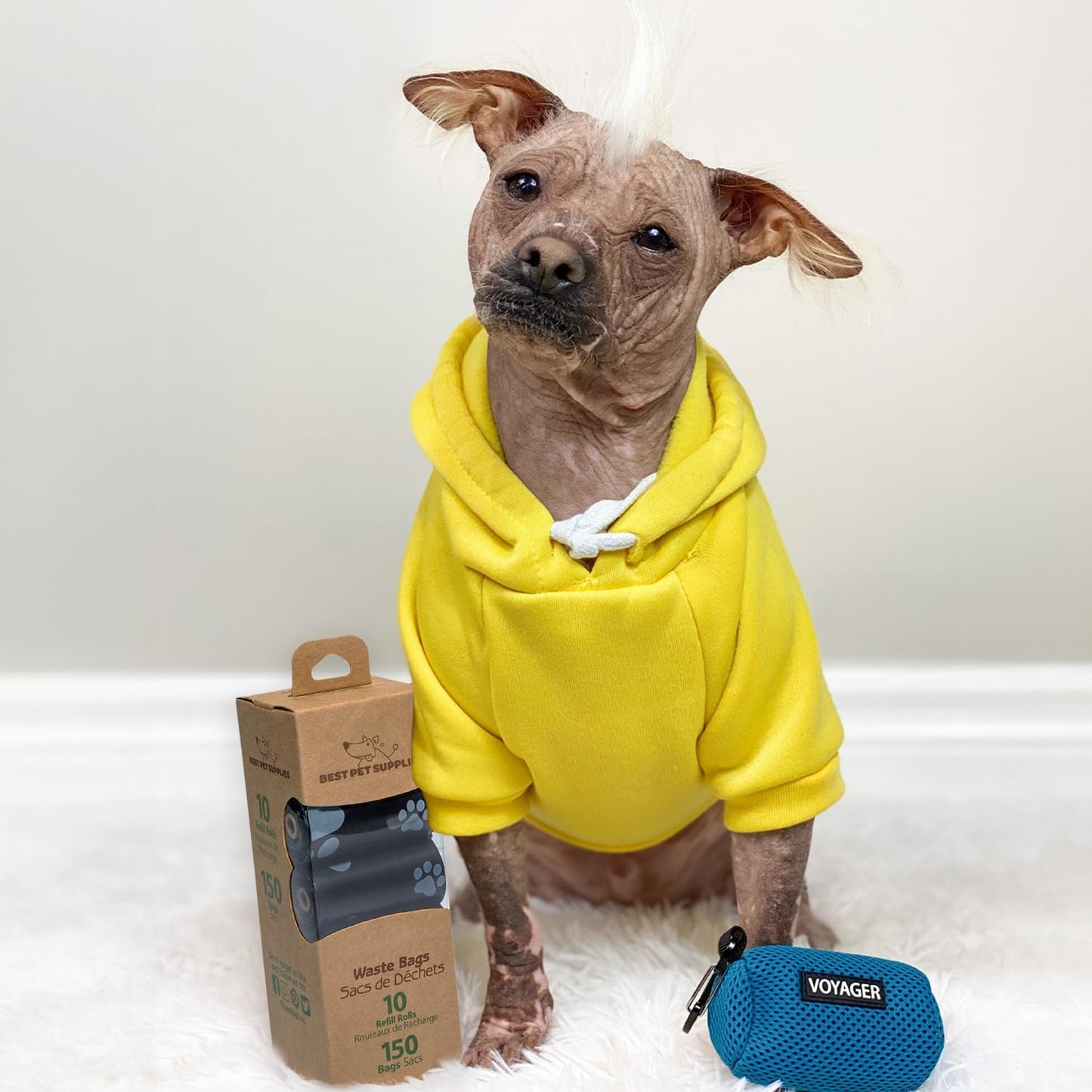 Dog Poop Bags (150 Bags) for Waste Refuse Cleanup, Doggy Roll Replacements for Outdoor Puppy Walking and Travel, Leak Proof and Tear Resistant, Thick Plastic - Black