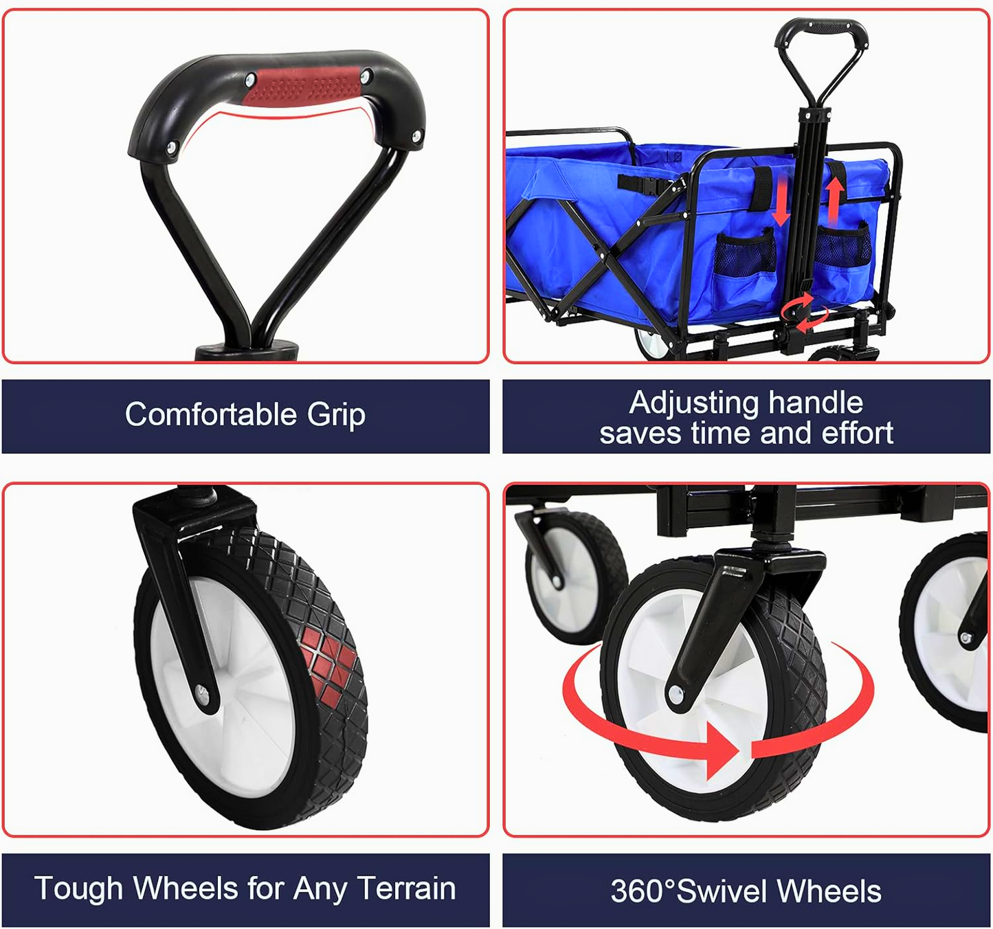 Heavy-Duty Folding Utility Wagon – 330 lb Capacity, All-Terrain Collapsible Cart - FAST & FREE US Shipping!