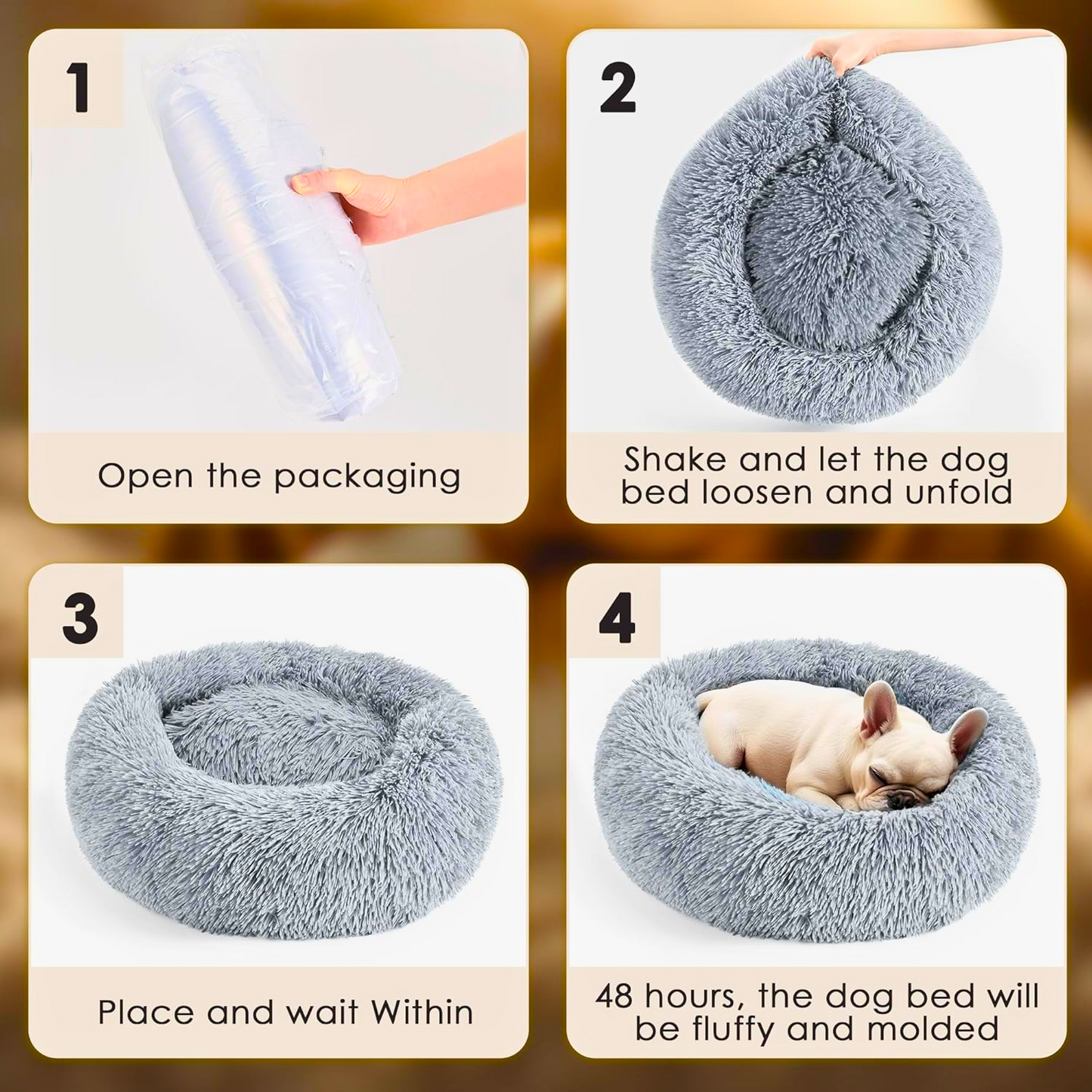Luxury Calming Donut Dog & Cat Bed – Plush, Anti-Anxiety, Washable, Non-Slip - FAST & FREE US Shipping!