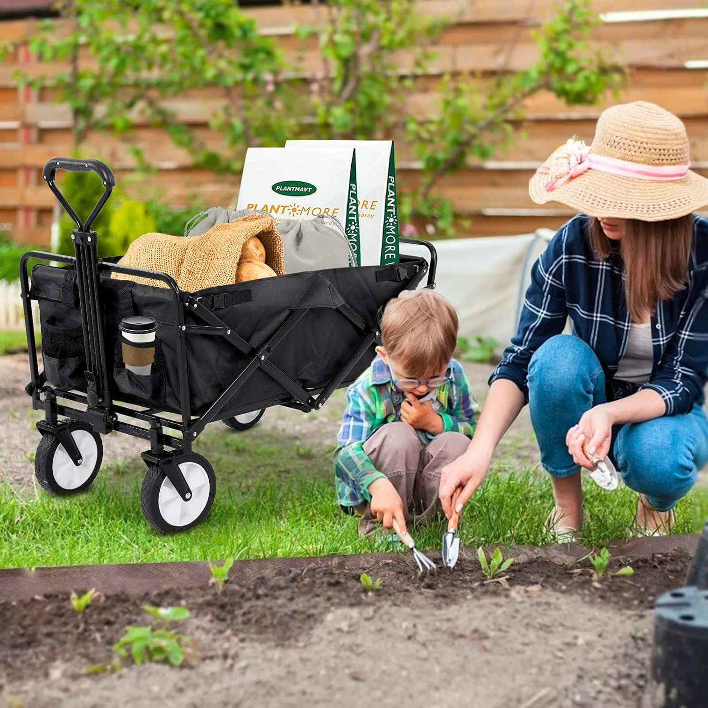 Heavy-Duty Folding Utility Wagon – 235 lb Capacity, All-Terrain Wheels - FAST & FREE US Shipping!