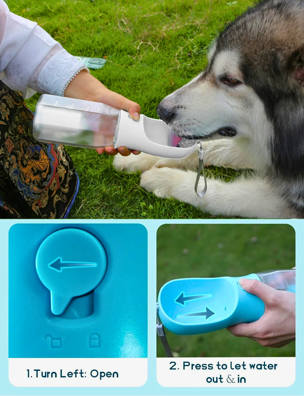 Portable 3-In-1 Dog Water Bottle with Food Container & Waste Bag Holder - FREE Shipping