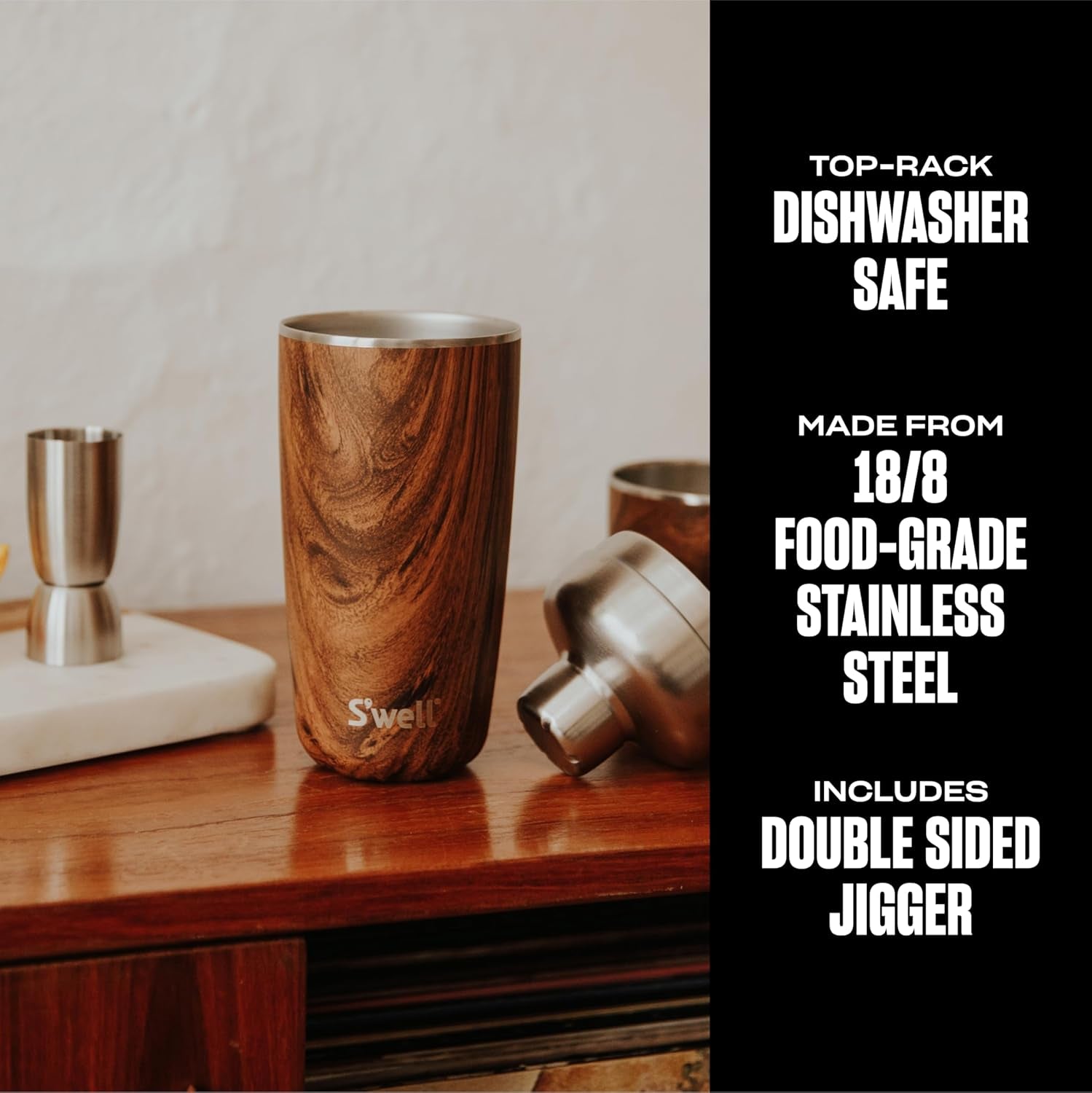 ChillMix™ 18oz Stainless Steel Cocktail Shaker Set with Jigger