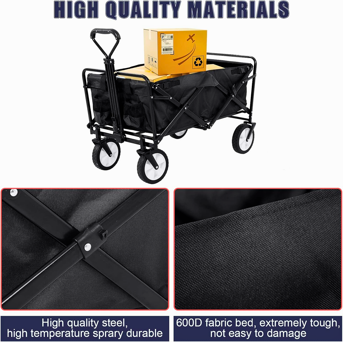 Heavy-Duty Folding Utility Wagon – 235 lb Capacity, All-Terrain Wheels - FAST & FREE US Shipping!