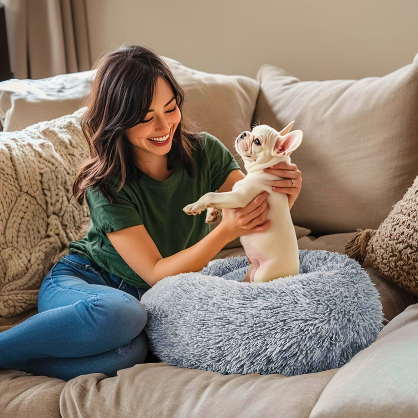 Luxury Calming Donut Dog & Cat Bed – Plush, Anti-Anxiety, Washable, Non-Slip - FAST & FREE US Shipping!