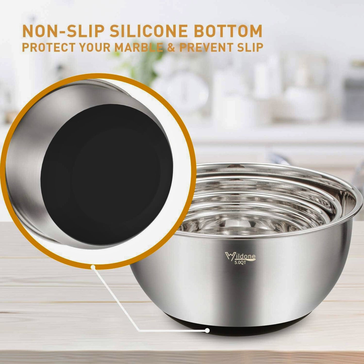 ChefMate™ 5-Piece Stainless Steel Mixing Bowl Set – Airtight Lids & Grater Attachments