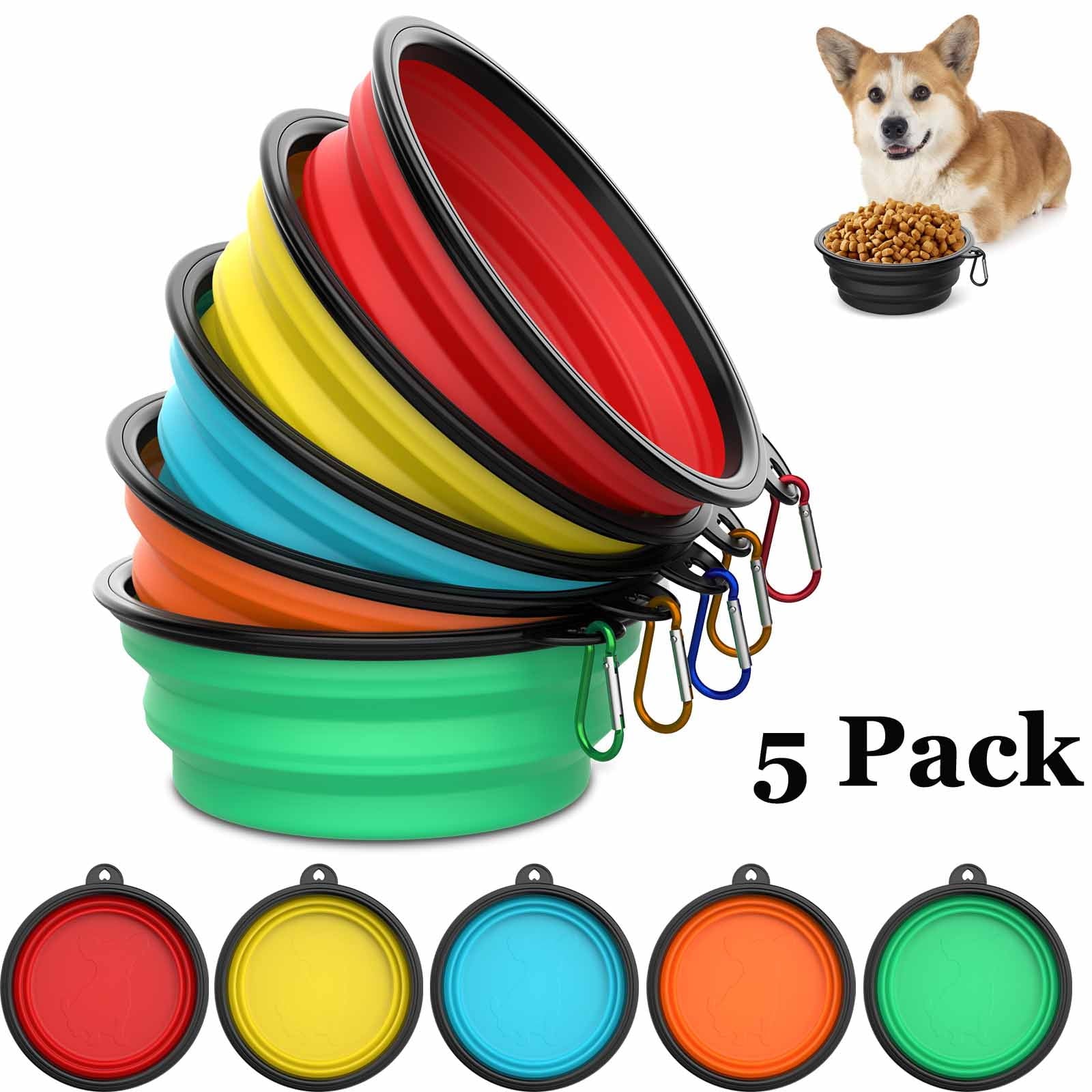 Travel Buddy Portable Dog Bowl Set 5 Pack - FAST & FREE US Shipping!