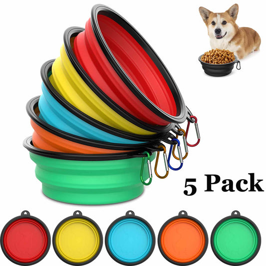 Travel Buddy Portable Dog Bowl Set 5 Pack - FAST & FREE US Shipping!