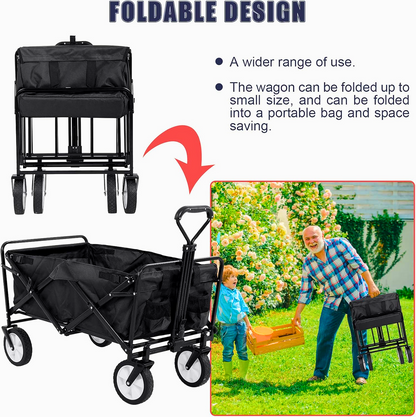 Heavy-Duty Folding Utility Wagon – 235 lb Capacity, All-Terrain Wheels - FAST & FREE US Shipping!