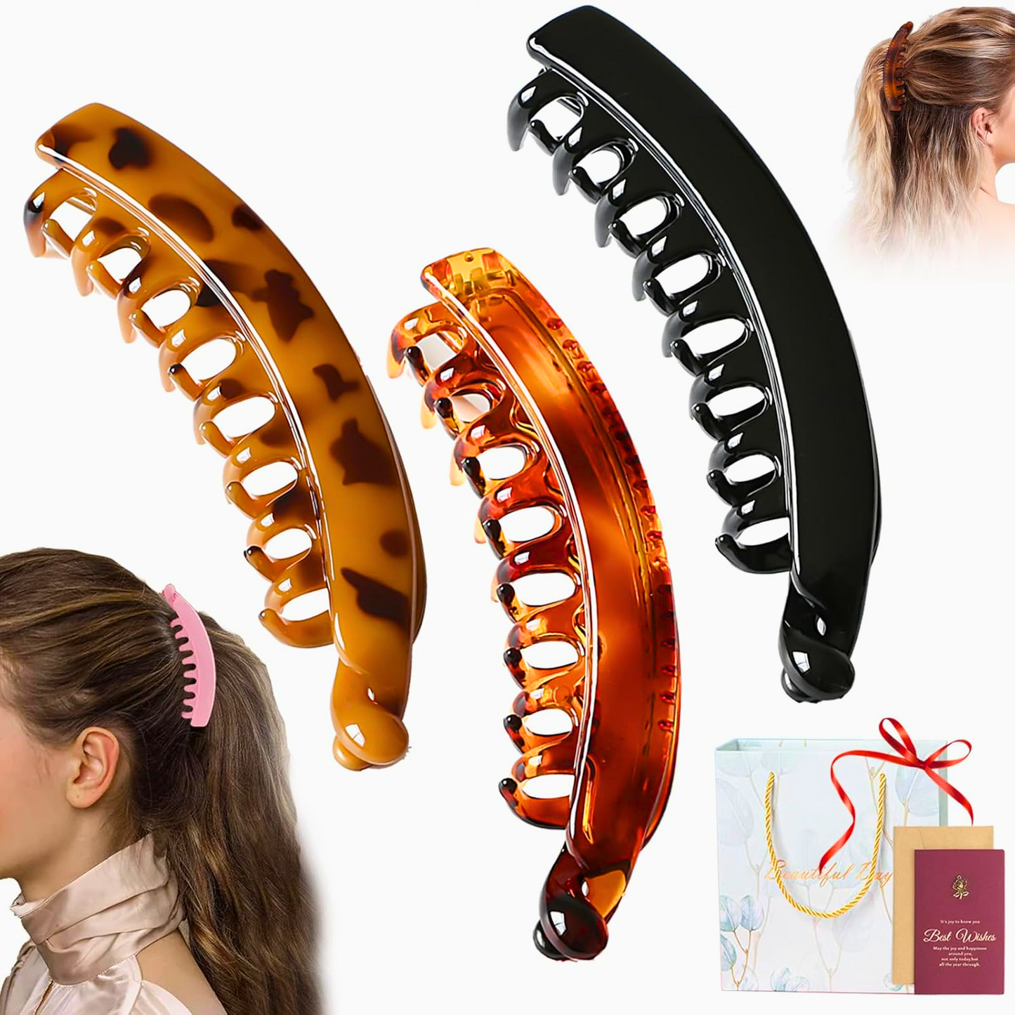 Large Banana Hair Clip – Non-Slip Strong Hold for Thick or Thin Hair - FAST & FREE US Shipping!