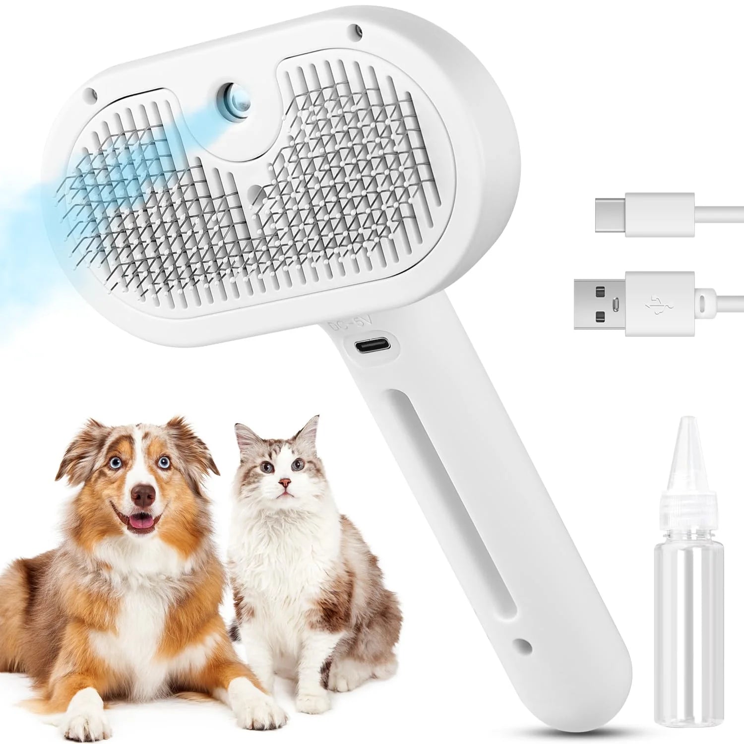 3-in-1 Rechargeable Cat & Dog Steam Brush – Grooming, Massage & Hair Removal - FREE Shipping