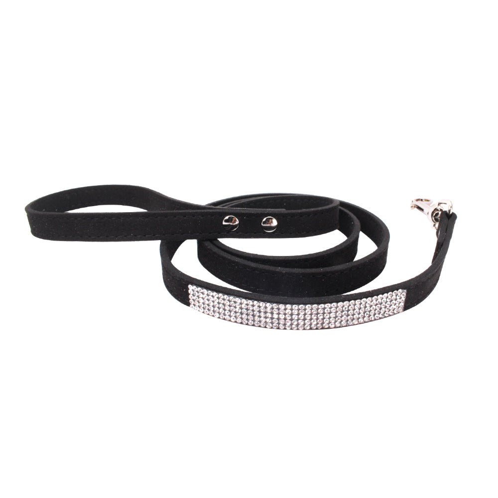 🐾 Adjustable Suede Leather Dog Collar & Leash Set