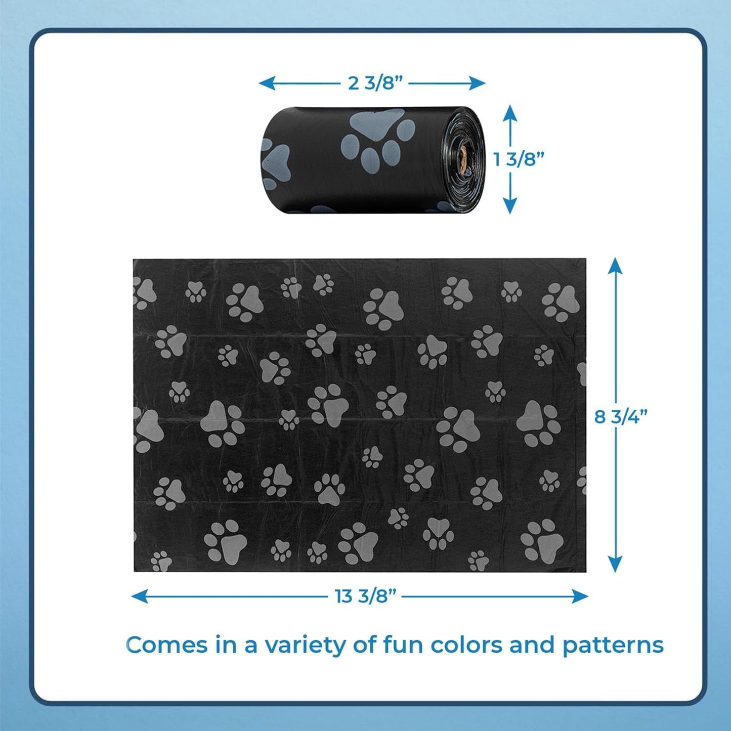 Dog Poop Bags (150 Bags) for Waste Refuse Cleanup, Doggy Roll Replacements for Outdoor Puppy Walking and Travel, Leak Proof and Tear Resistant, Thick Plastic - Black