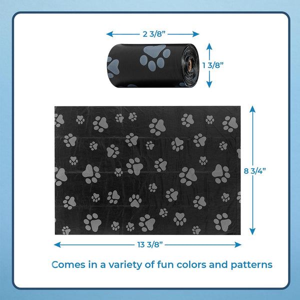 Dog Poop Bags (150 Bags) for Waste Refuse Cleanup, Doggy Roll Replacements for Outdoor Puppy Walking and Travel, Leak Proof and Tear Resistant, Thick Plastic - Black