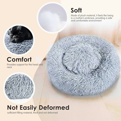 Luxury Calming Donut Dog & Cat Bed – Plush, Anti-Anxiety, Washable, Non-Slip - FAST & FREE US Shipping!