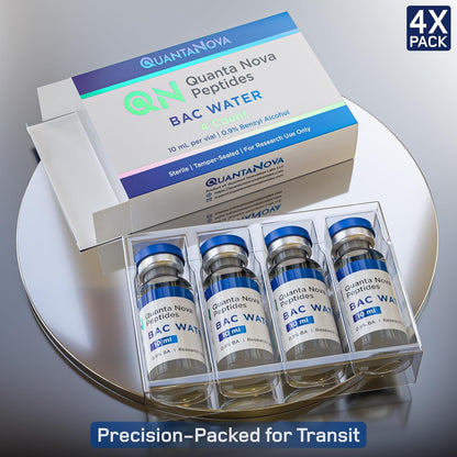 Bacteriostatic Water for Peptide Reconstitution – 4 Pack (10mL Each) Sterile Diluent