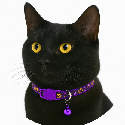 Spooky Whiskers™ Halloween Cat Collar with Safety Buckle & Bell - FREE Shipping!