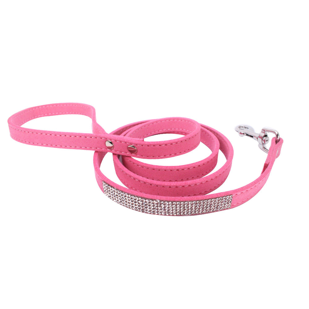 🐾 Adjustable Suede Leather Dog Collar & Leash Set
