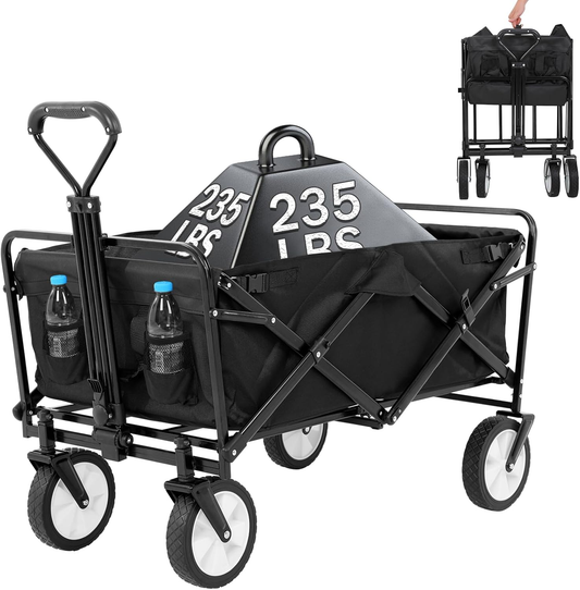 Heavy-Duty Folding Utility Wagon – 235 lb Capacity, All-Terrain Wheels - FAST & FREE US Shipping!