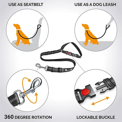 Reflective Pet Car Seat Belt – Adjustable Safety Leash for Dogs & Puppies - FAST & FREE US Shipping!