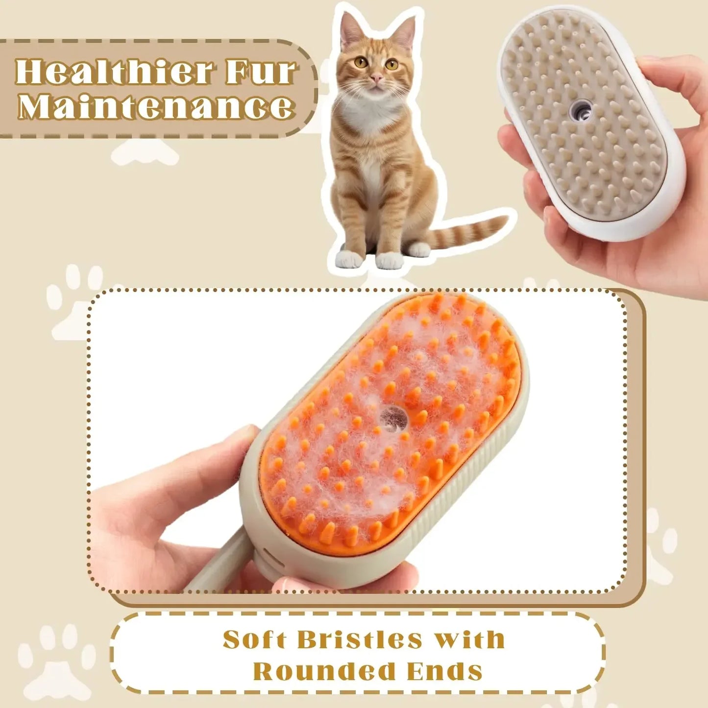 3-in-1 Pet Spray Massage Brush – Steam, Bathe & Groom in One!