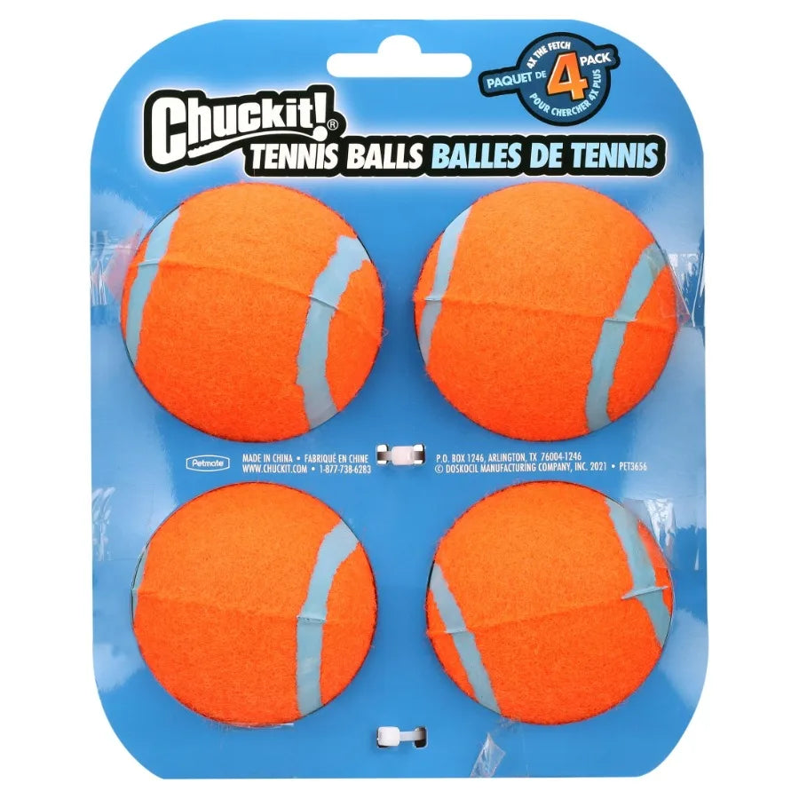 Chuck It Durable Rubber Tennis Ball Dog Toy - Pack of 4 