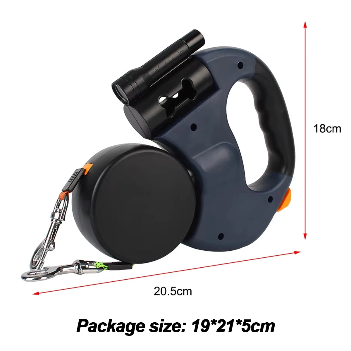 Double-Ended Retractable Dog Leash with LED Flashlight – 3M Dual Head Nylon Traction Rope