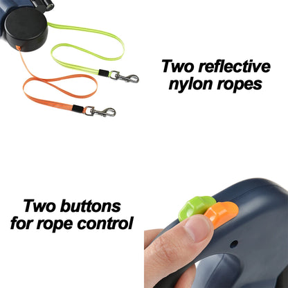 Double-Ended Retractable Dog Leash with LED Flashlight – 3M Dual Head Nylon Traction Rope