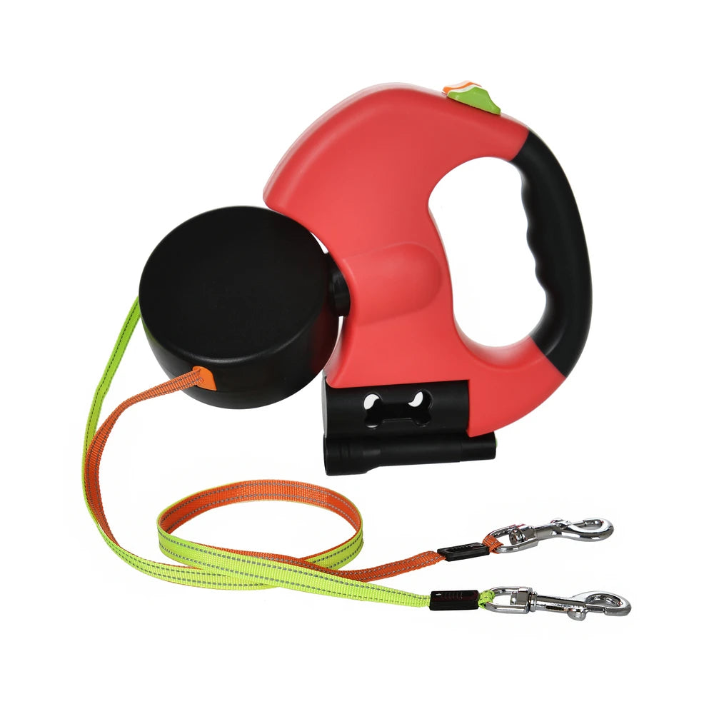 Double-Ended Retractable Dog Leash with LED Flashlight – 3M Dual Head Nylon Traction Rope