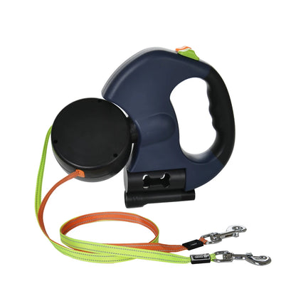 Double-Ended Retractable Dog Leash with LED Flashlight – 3M Dual Head Nylon Traction Rope
