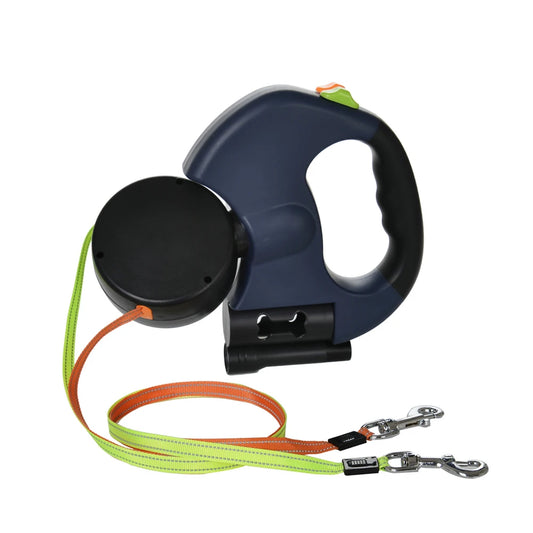 Double-Ended Retractable Dog Leash with LED Flashlight – 3M Dual Head Nylon Traction Rope