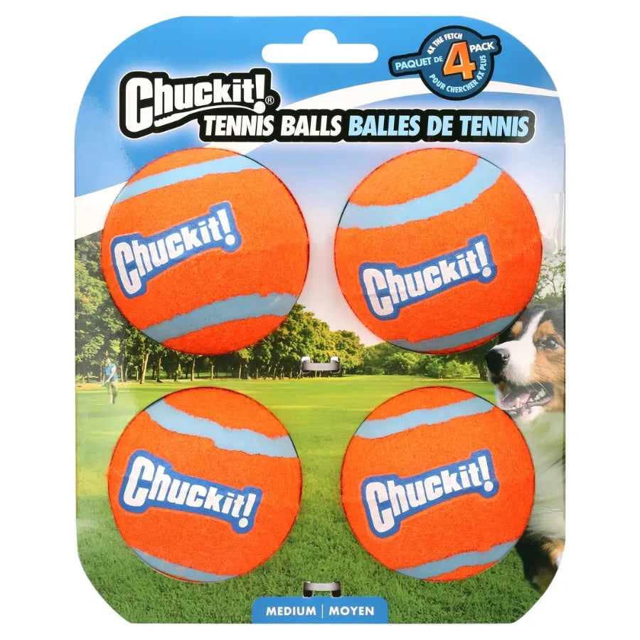 Chuck It Durable Rubber Tennis Ball Dog Toy - Pack of 4 
