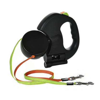 Double-Ended Retractable Dog Leash with LED Flashlight – 3M Dual Head Nylon Traction Rope