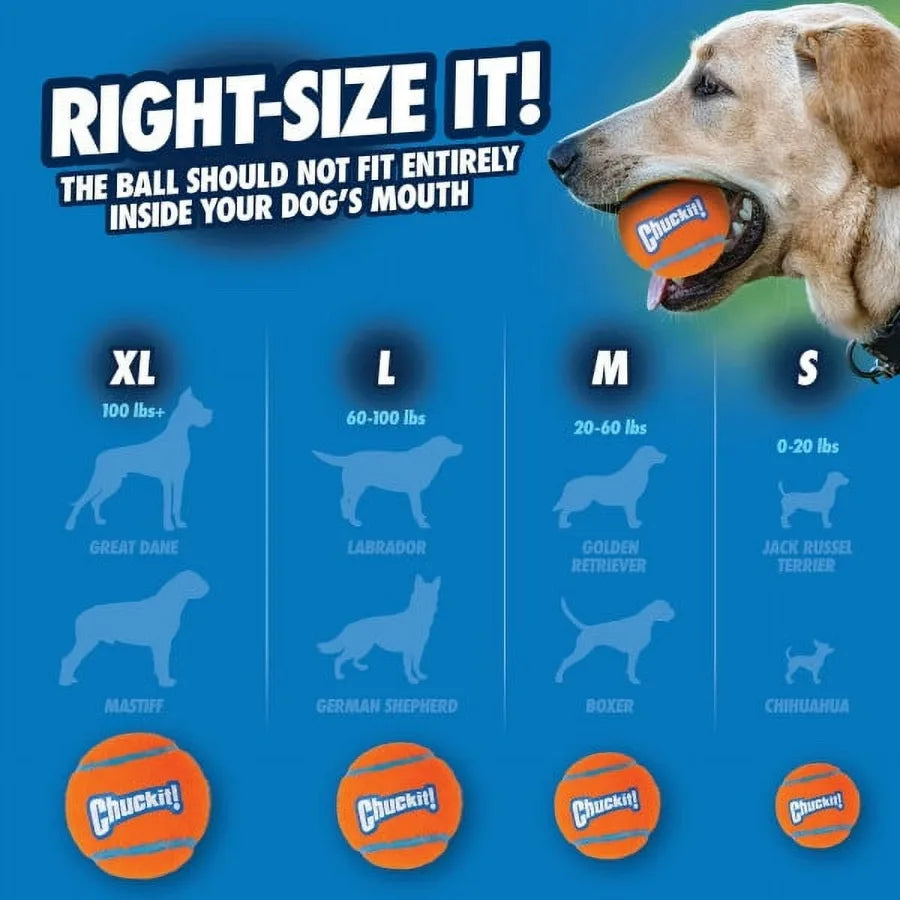 Chuck It Durable Rubber Tennis Ball Dog Toy - Pack of 4 