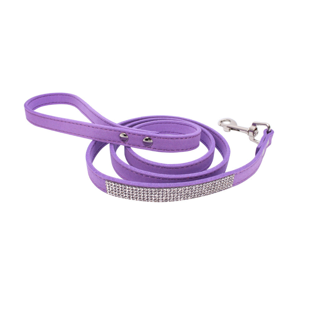 🐾 Adjustable Suede Leather Dog Collar & Leash Set