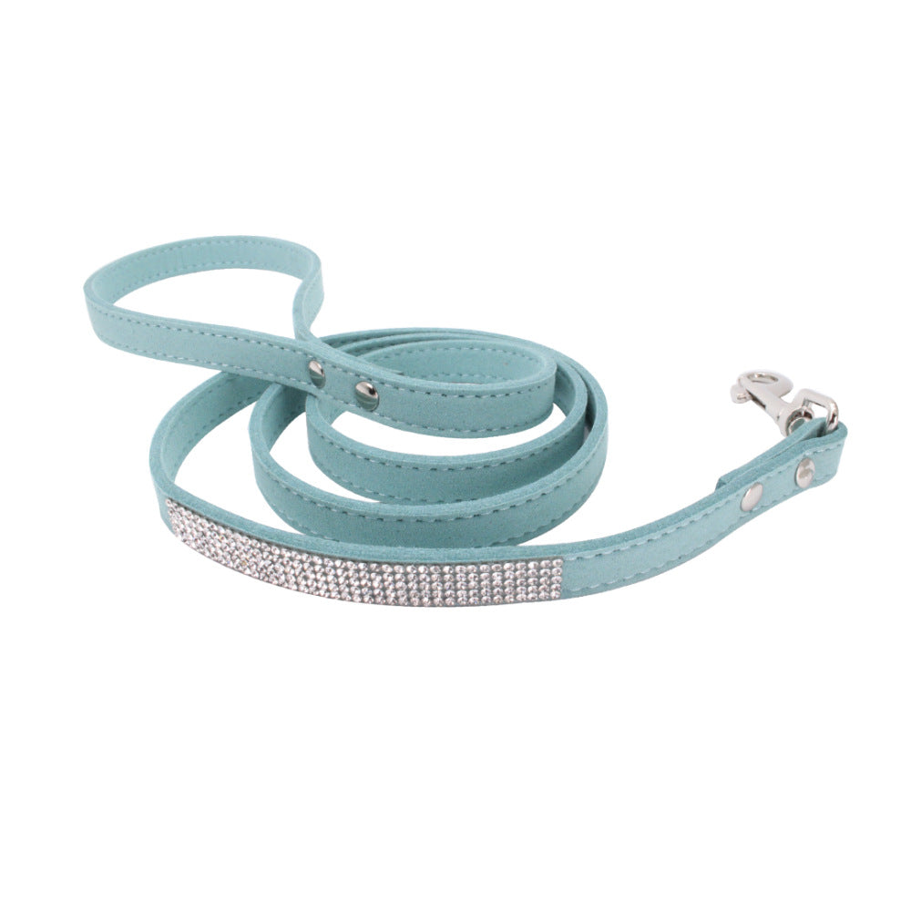 🐾 Adjustable Suede Leather Dog Collar & Leash Set