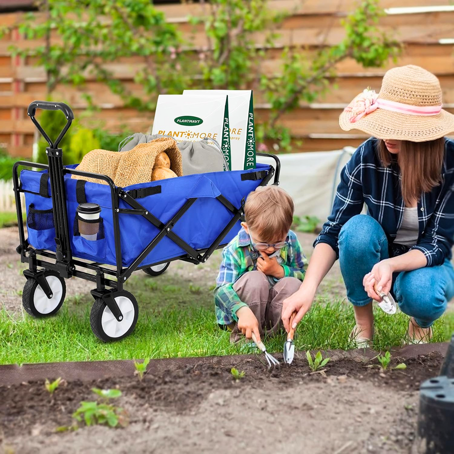 Heavy-Duty Folding Utility Wagon – 330 lb Capacity, All-Terrain Collapsible Cart - FAST & FREE US Shipping!