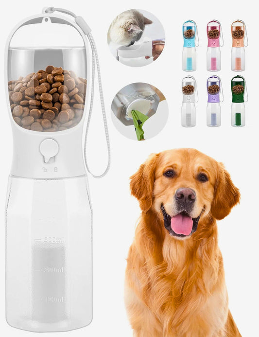 Portable 3-In-1 Dog Water Bottle with Food Container & Waste Bag Holder - FREE Shipping