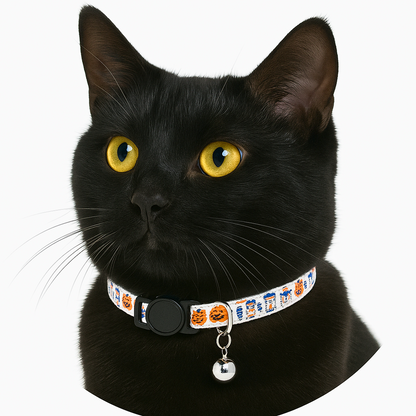 Spooky Whiskers™ Halloween Cat Collar with Safety Buckle & Bell - FREE Shipping!