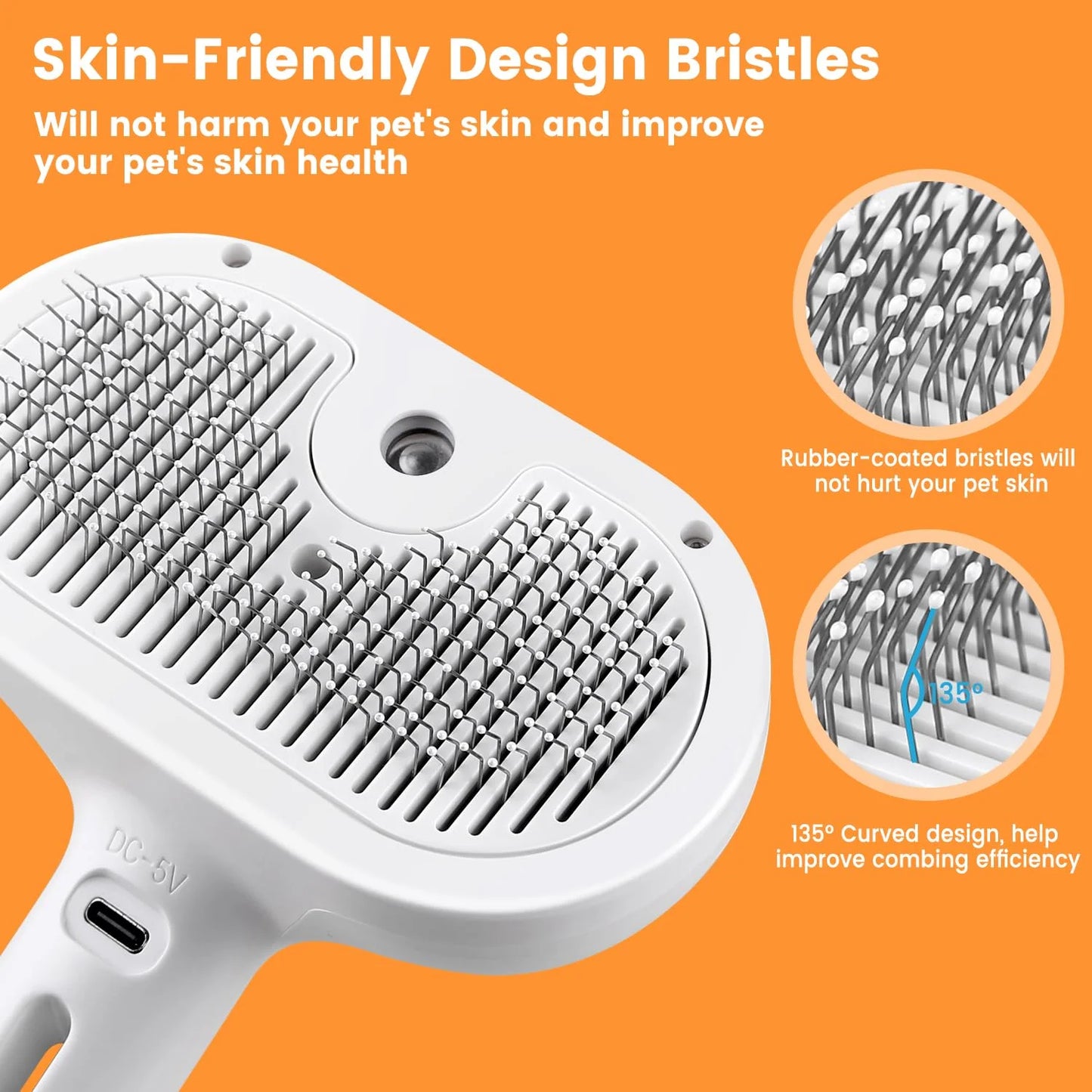 3-in-1 Rechargeable Cat & Dog Steam Brush – Grooming, Massage & Hair Removal - FREE Shipping