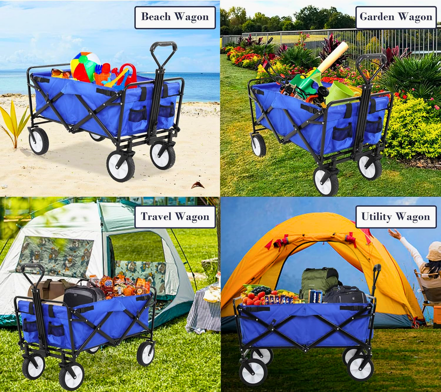 Heavy-Duty Folding Utility Wagon – 330 lb Capacity, All-Terrain Collapsible Cart - FAST & FREE US Shipping!