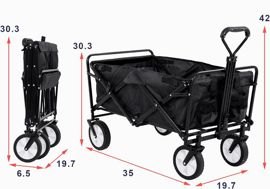 Heavy-Duty Folding Utility Wagon – 235 lb Capacity, All-Terrain Wheels - FAST & FREE US Shipping!