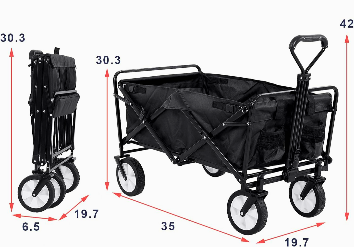 Heavy-Duty Folding Utility Wagon – 235 lb Capacity, All-Terrain Wheels - FAST & FREE US Shipping!