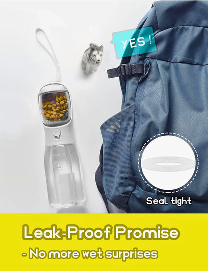 Portable 3-In-1 Dog Water Bottle with Food Container & Waste Bag Holder - FREE Shipping