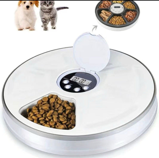 Automatic Pet Feeder for Cats and Dogs - Dry or Wet Food Dispenser - 6 Meal Tray